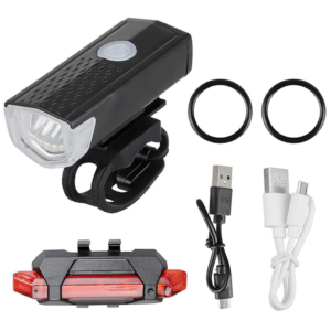 KIT DE LUCES LED PARA BICICLETA - FRONTAL Y TRASERO - RECARGABLE USB