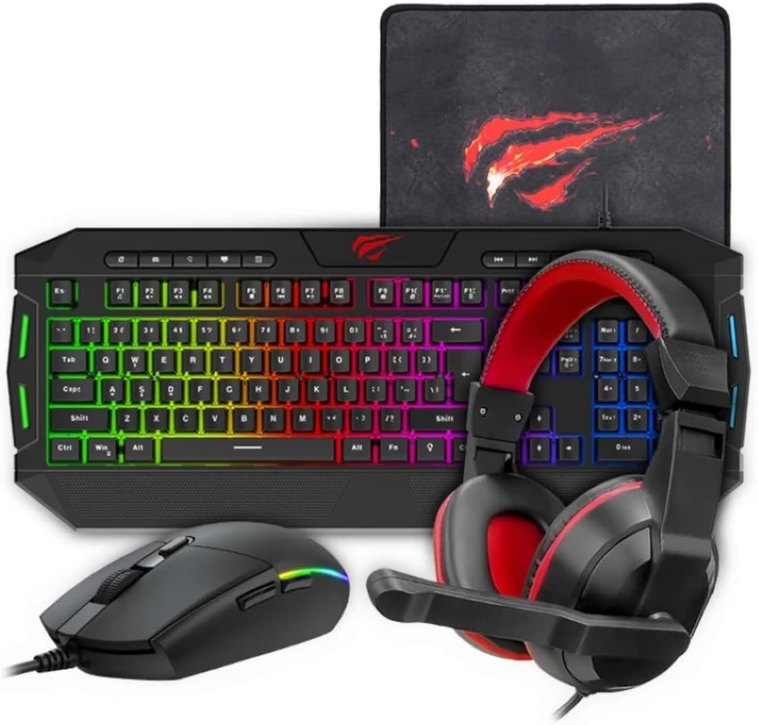 COMBO GAMER 4 EN 1 HAVIT KB501CM TEC/MOUSE/AUR/PAD