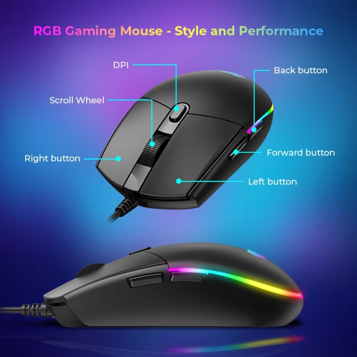 COMBO GAMER 4 EN 1 HAVIT KB501CM TEC/MOUSE/AUR/PAD - Imagen 3