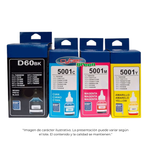 COMBO TINTA COMPATIBLE D60BK BT5001 PARA BROTHER