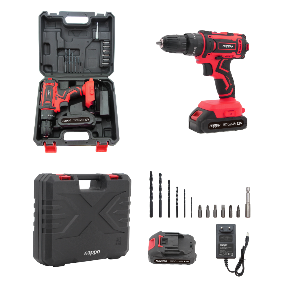 KIT TALADRO INALAMBRICO DE IMPACTO 16 PIEZAS NAPPO NHK-217