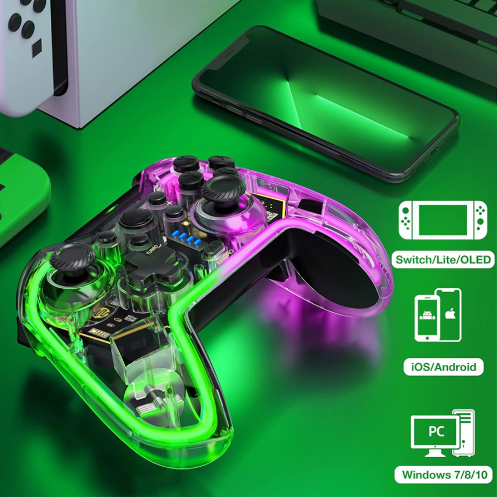 CONTROL GAMER HAVIT G158BT PRO RGB TRANSPARENTE